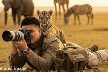 An AI image, posted on Facebook in October 2025, depicts a tiger in Africa; tigers are native to Asia.