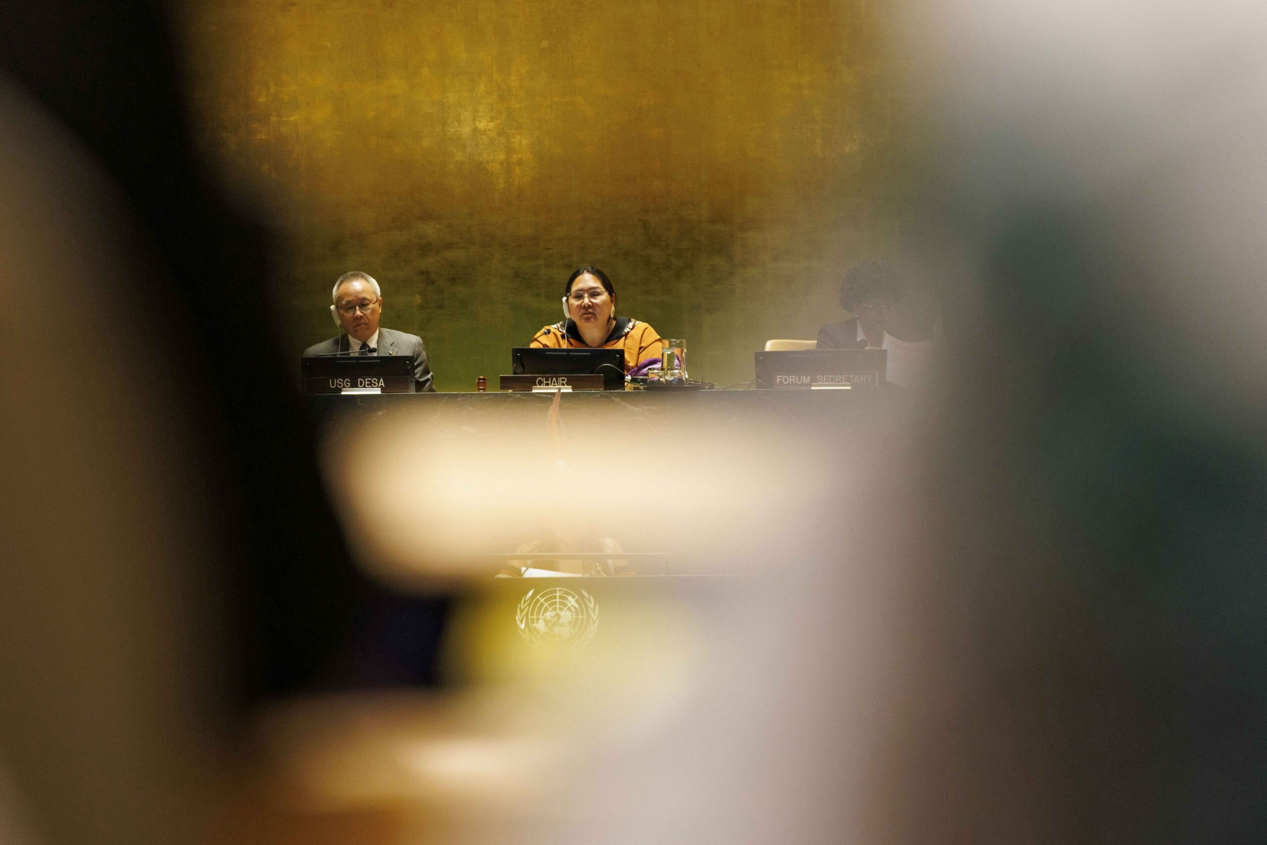Newly elected UNPFII Chairperson Aluki Kotierk during the United Nations Permanent Forum on Indigenous Issues at the United Nations Headquarters in New York on April 21, 2025. Image by Taylor Irvine.