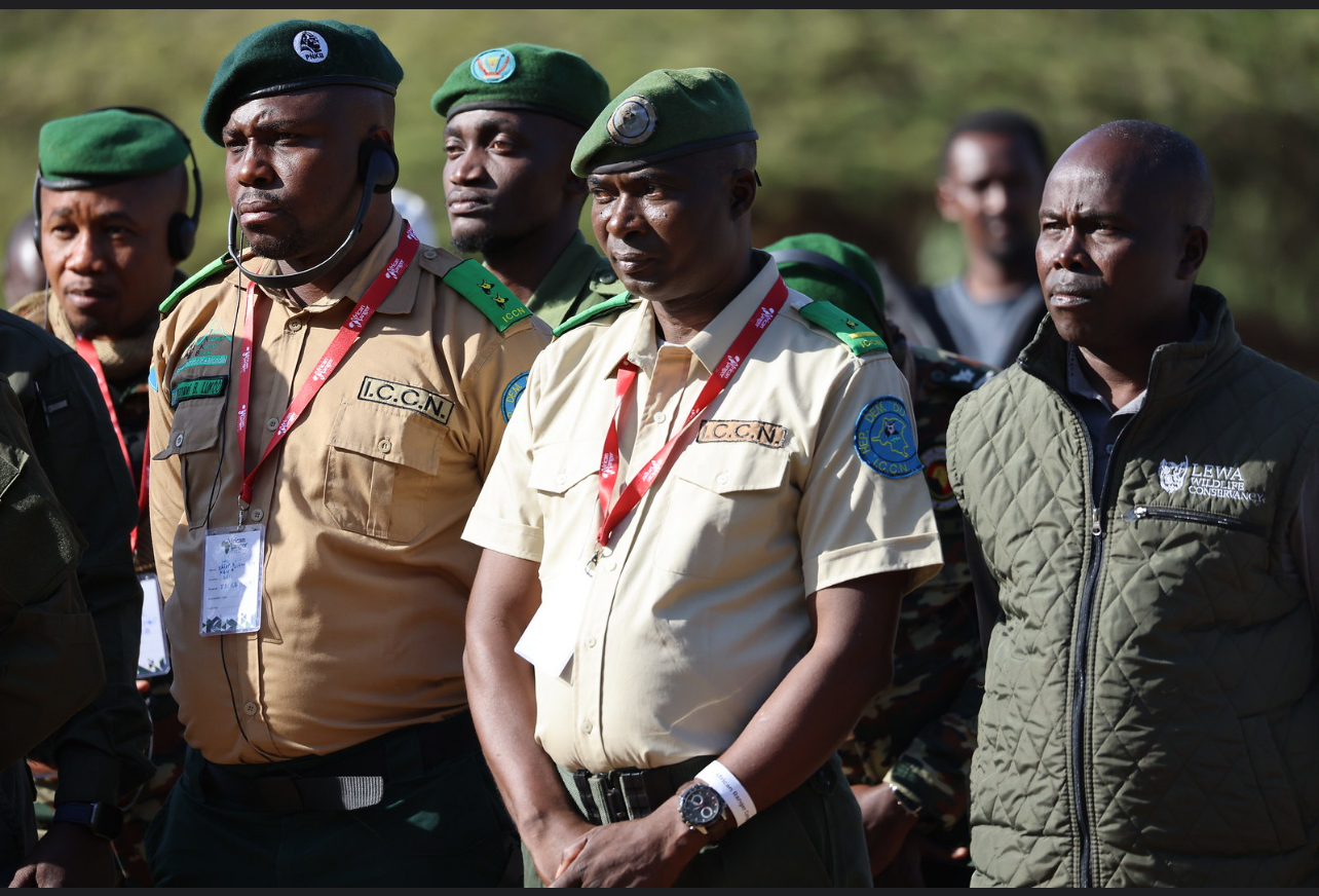 Emmanuel Bahati Lukoo (first from the left) is currently deputy director of Kahuzi-Biega National Park. Photo courtesy of Emmanuel Bahati Lukoo.