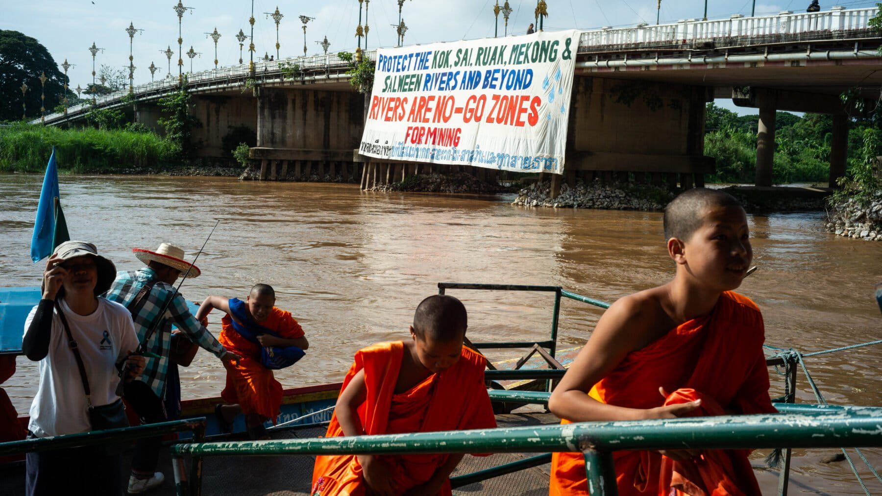Buddhist monks who participated in the Peace Walk arrive to attend a ceremony marking World Environment Day in Chiang Rai, Thailand, on 5 June 2026. Photo by Ta Mwe.