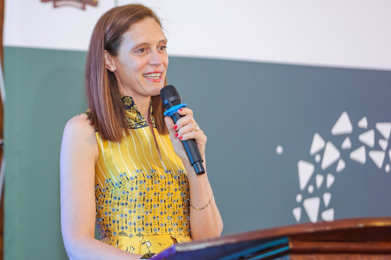 Clemence Schmid, Director, Global Plastic Action Partnership, World Economic Forum during the formal launch of NPAP, Kenya at the Our Ocean conference in Mombasa. Image courtesy of NPAP Kenya.