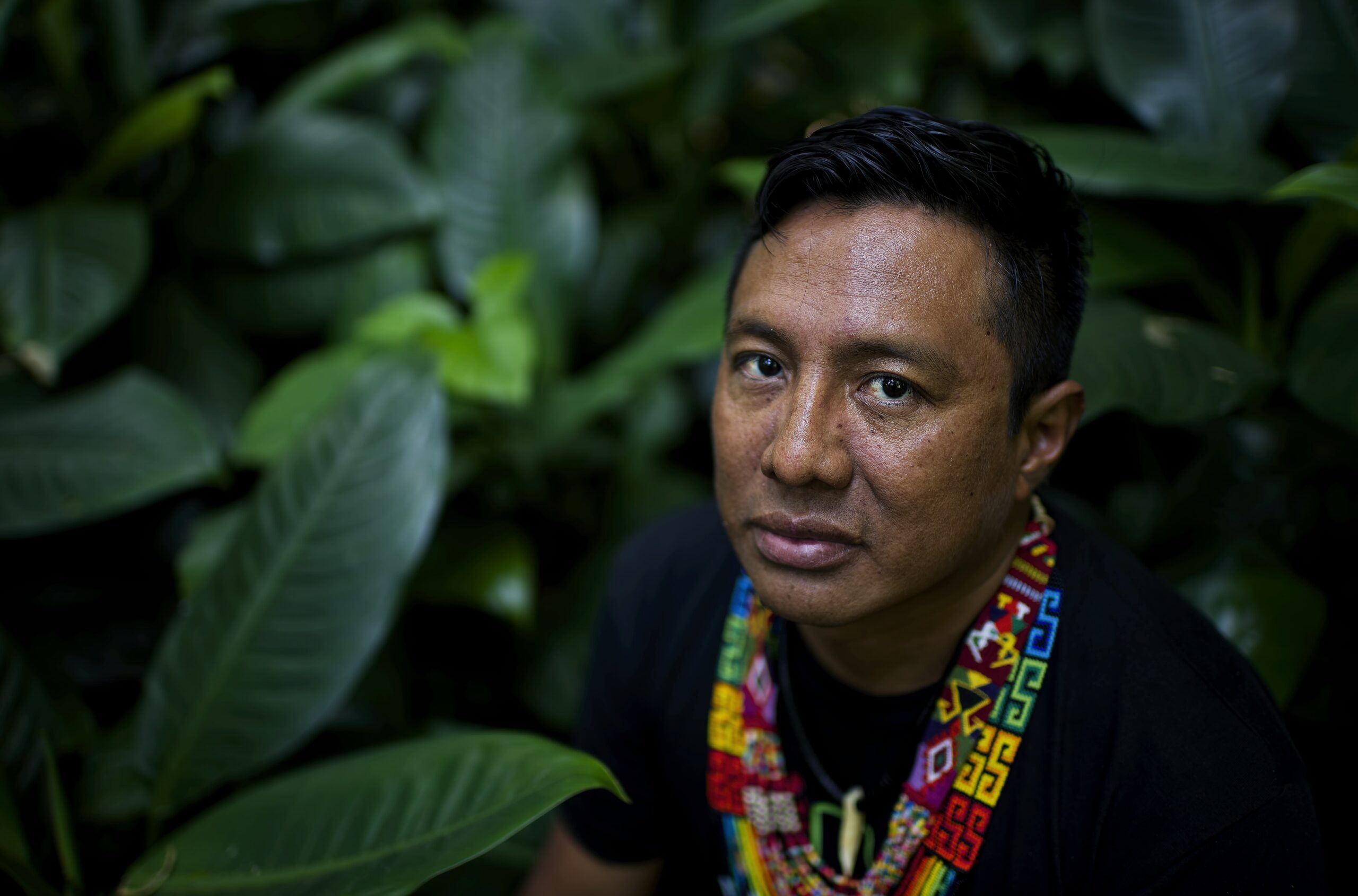 Olo Villalaz, an Indigenous Guna leader from Panama and member of the Mesoamerican Alliance of Peoples and Forests (AMPB). Image © Ana Caroline de Lima / The Royal Foundation.