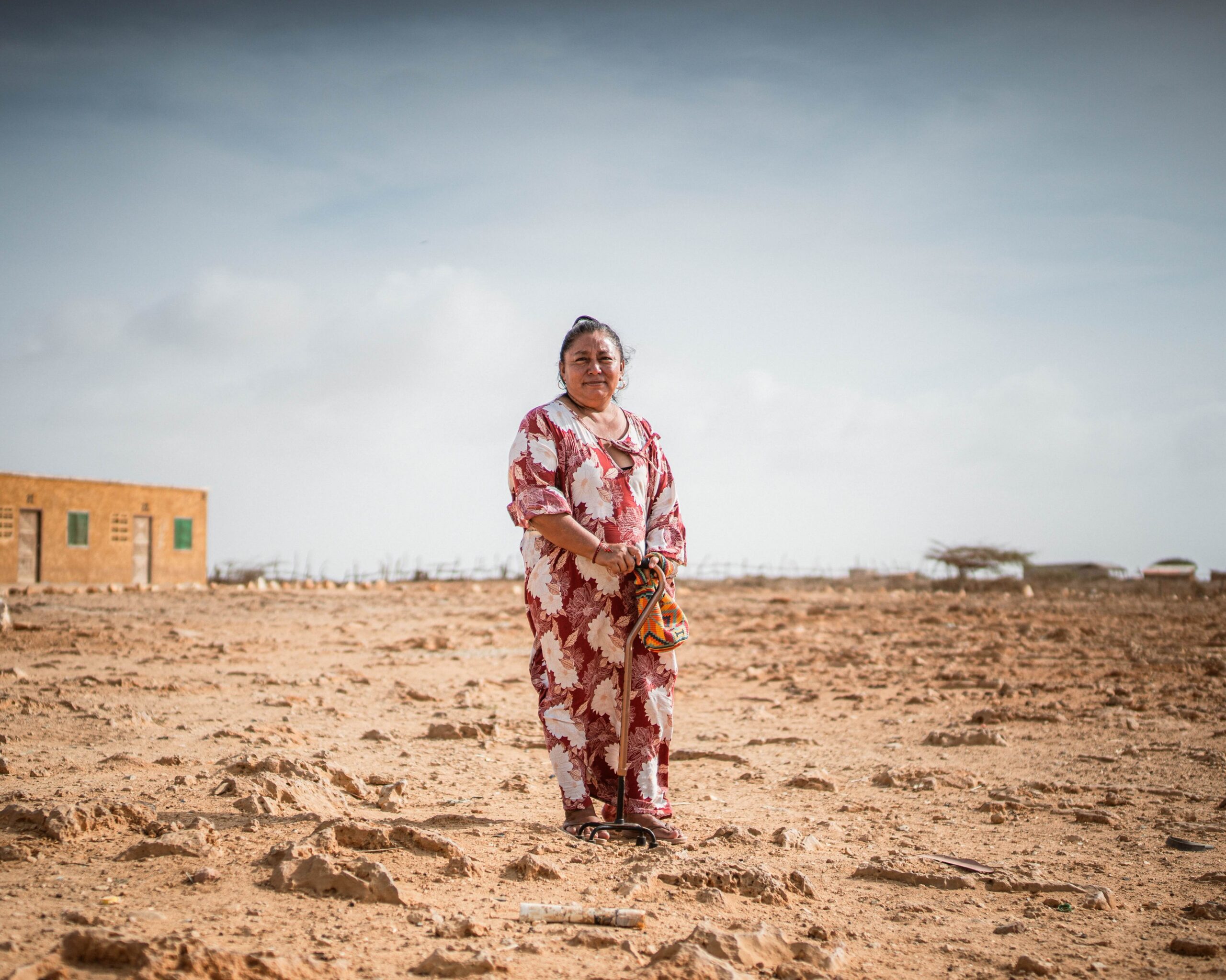 Luzmila Arends, 48, sister of Wilfrido, runs a guesthouse in Punta Gallinas. She blames last year’s failed rainy season for the death of the majority of her goat flock, which was an important source of food and income. Image by Euan Wallace.