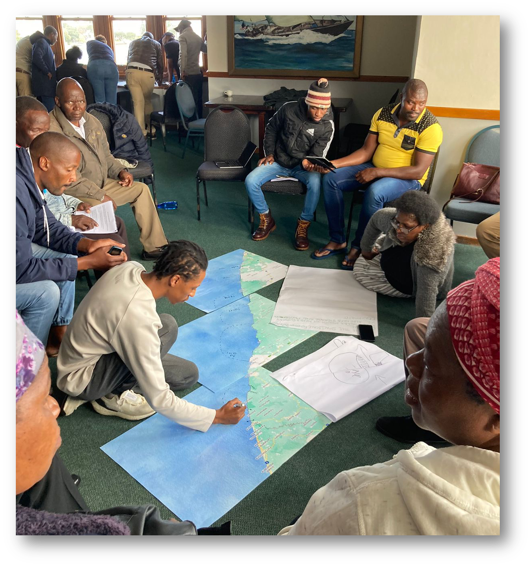 Loyiso Dunga working to map indigenous community cultural connections in the Wild Coast, South Africa. Image courtesy of Loyiso Dunga.