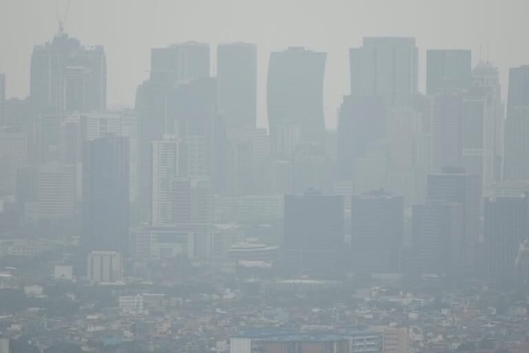 Haze shrouds the skyline of Antipolo, a city near Metro Manila, on the Philippines' Luzon island, on Sept. 1, 2026. 