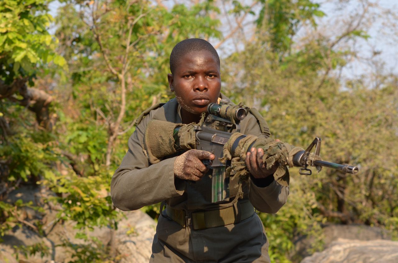 Nyaradzo Auxilia Hoto rose from a frontline ranger with Zimbabwe’s Akashinga to a leadership role as a sergeant before becoming a biodiversity officer. Photo courtesy of Akashinga.