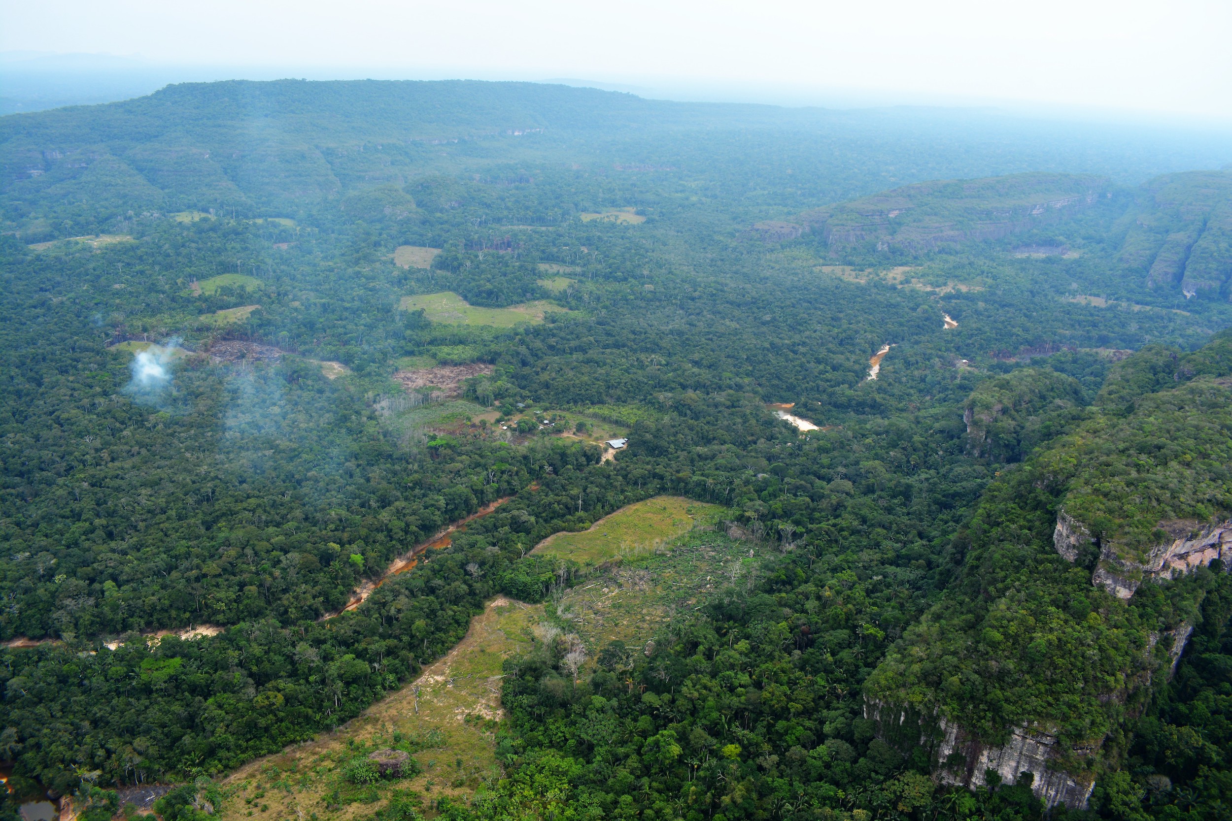 Incendios dentro de la Reserva Nacional Natural Nukak para ir creando lotes para monocultivos y ganadería. El resguardo indígena se superpone a parte de esta área protegida. Foto: Fundación para la Conservación y el Desarrollo Sostenible (FCDS).