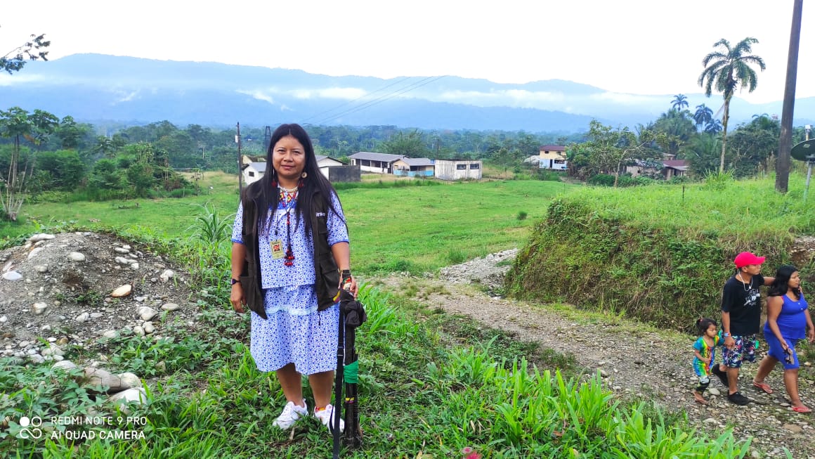 En 2019, Adiela Mera Paz fue la primera alcaldesa mujer del resguardo Buenavista del Pueblo Siona en Putumayo. Ahora tiene 39 años y coordina la guardia que protege el territorio. Foto: Cortesía Adiela Mera.
