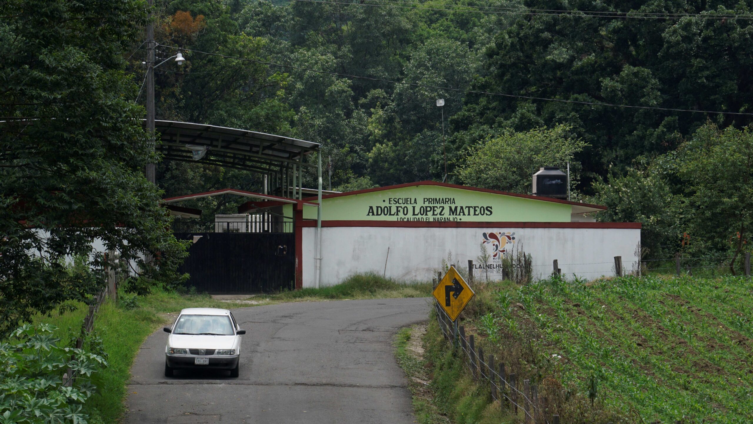 Escuela Adolfo López Mateos, ubicada en una zona boscosa del municipio de Tlalnelhuayocan. Foto: Rodrigo Soberanes