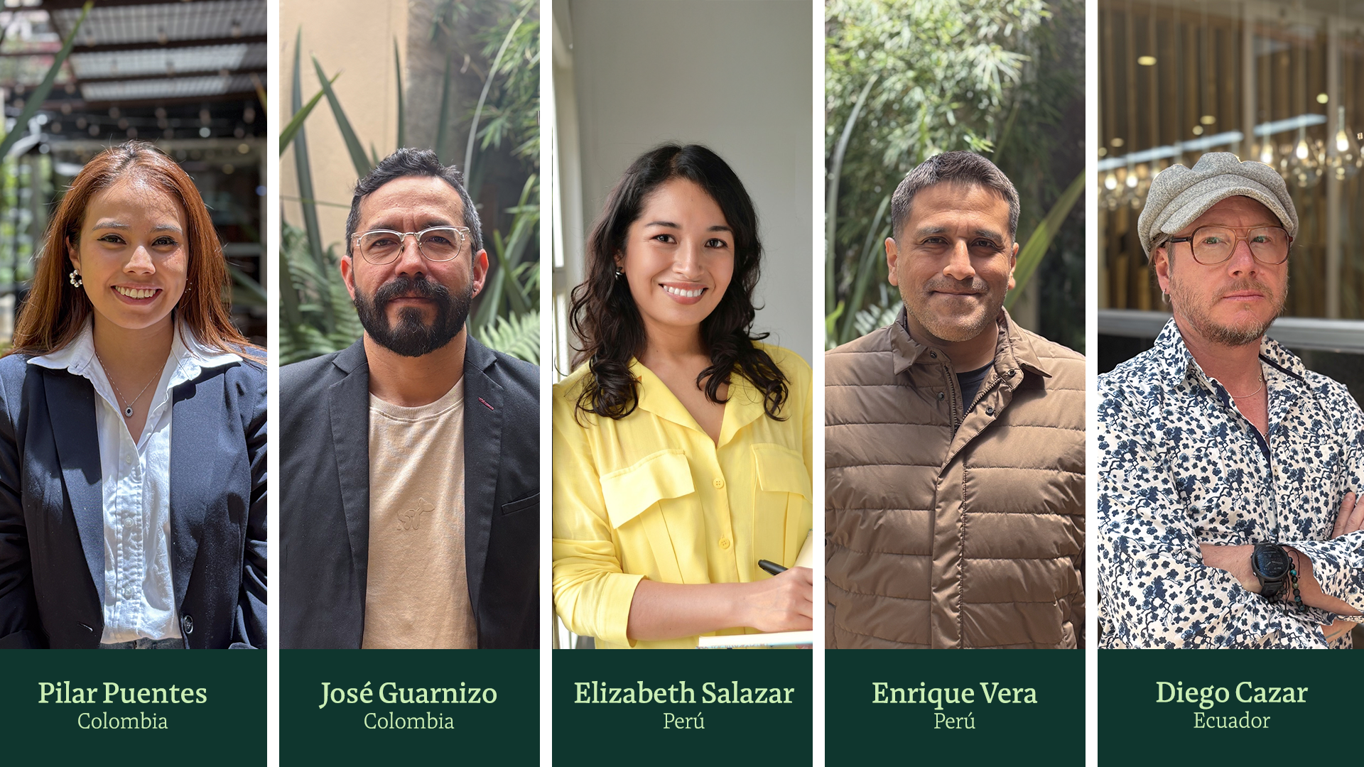 Tras un riguroso proceso de evaluación de propuestas de investigación, los becarios seleccionados son Pilar Puentes y José Guarnizo, de Colombia; Elizabeth Salazar y Enrique Vera, de Perú; y Diego Cazar, de Ecuador. Conozcan un poco más a este equipo.