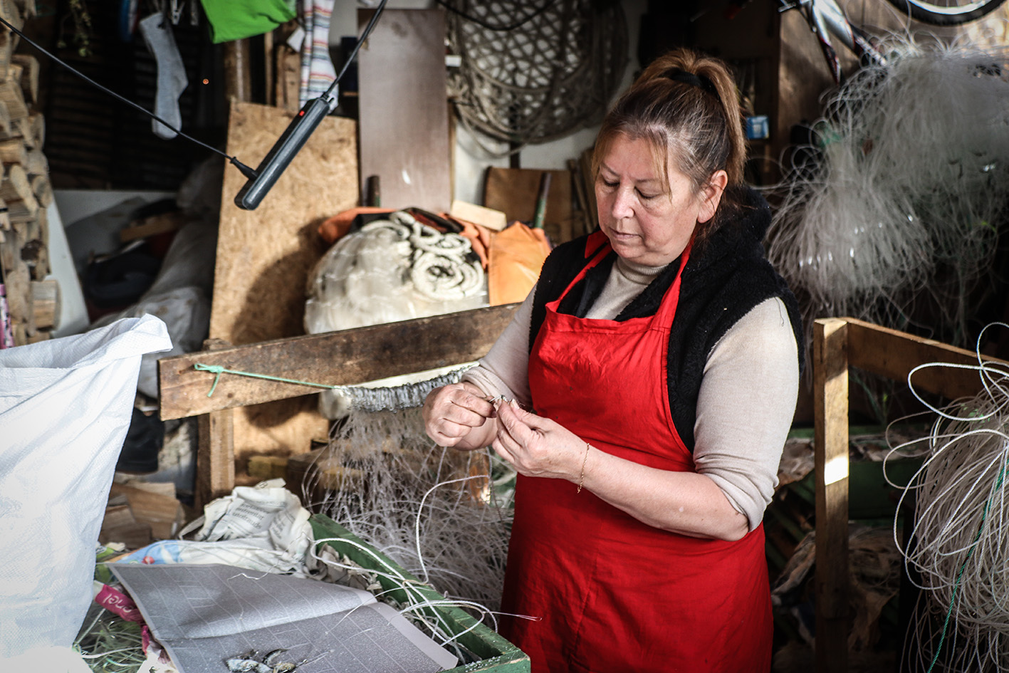 Patricia Reyes, encarnadora de la caleta de Lebu - Foto Francisco Velásquez