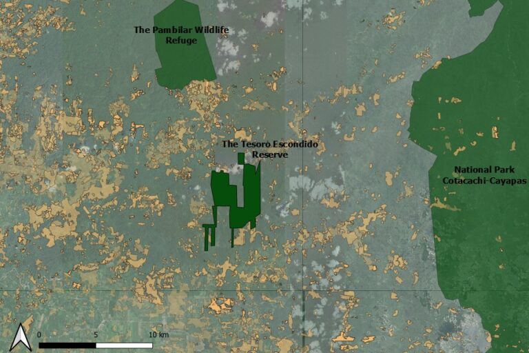 Mapa de la ubicación de la Reserva Tesoro Escondido