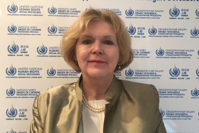 Mary Lawlor, Relatora Especial de la ONU sobre la situación de las personas defensoras de los derechos Humanos.
