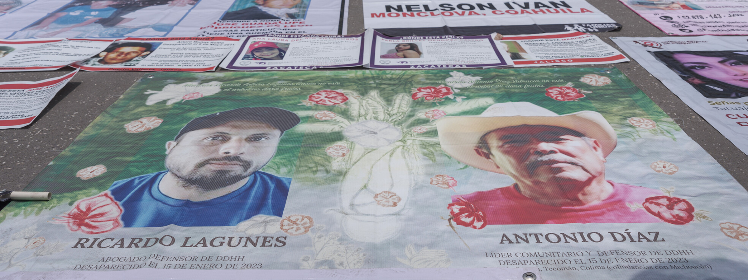 Personas marchando en protesta por desapariciones de defensores ambientales en México. Foto: cortesía Luis Antonio Rojas / Global Witness