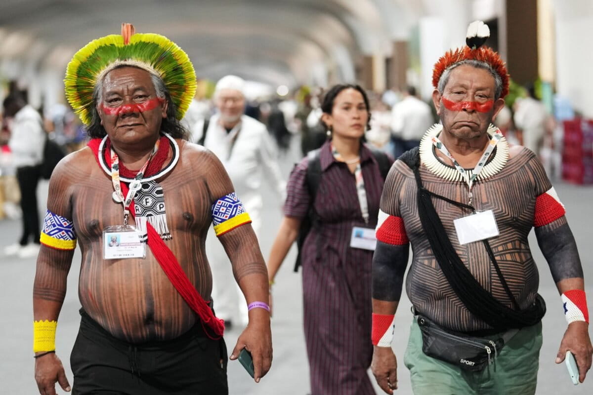 representantes indígenas de Brasil, en la COP30, en Belém do Pará. Foto: AP