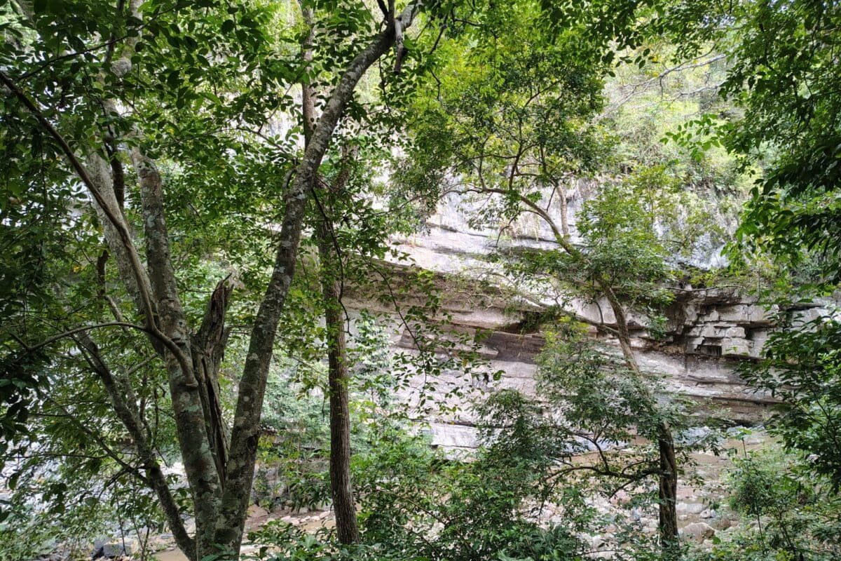 Esta enorme roca en una de las montañas al lado del río Maracas es uno de los sitios sagrados de los yukpa. Ahí entierran a sus muertos. Foto: Antonio Paz Cardona