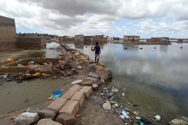 Le site de Khar Yalla au Sénégal envahie par les eaux. Image de Momar Niang pour Mongabay.