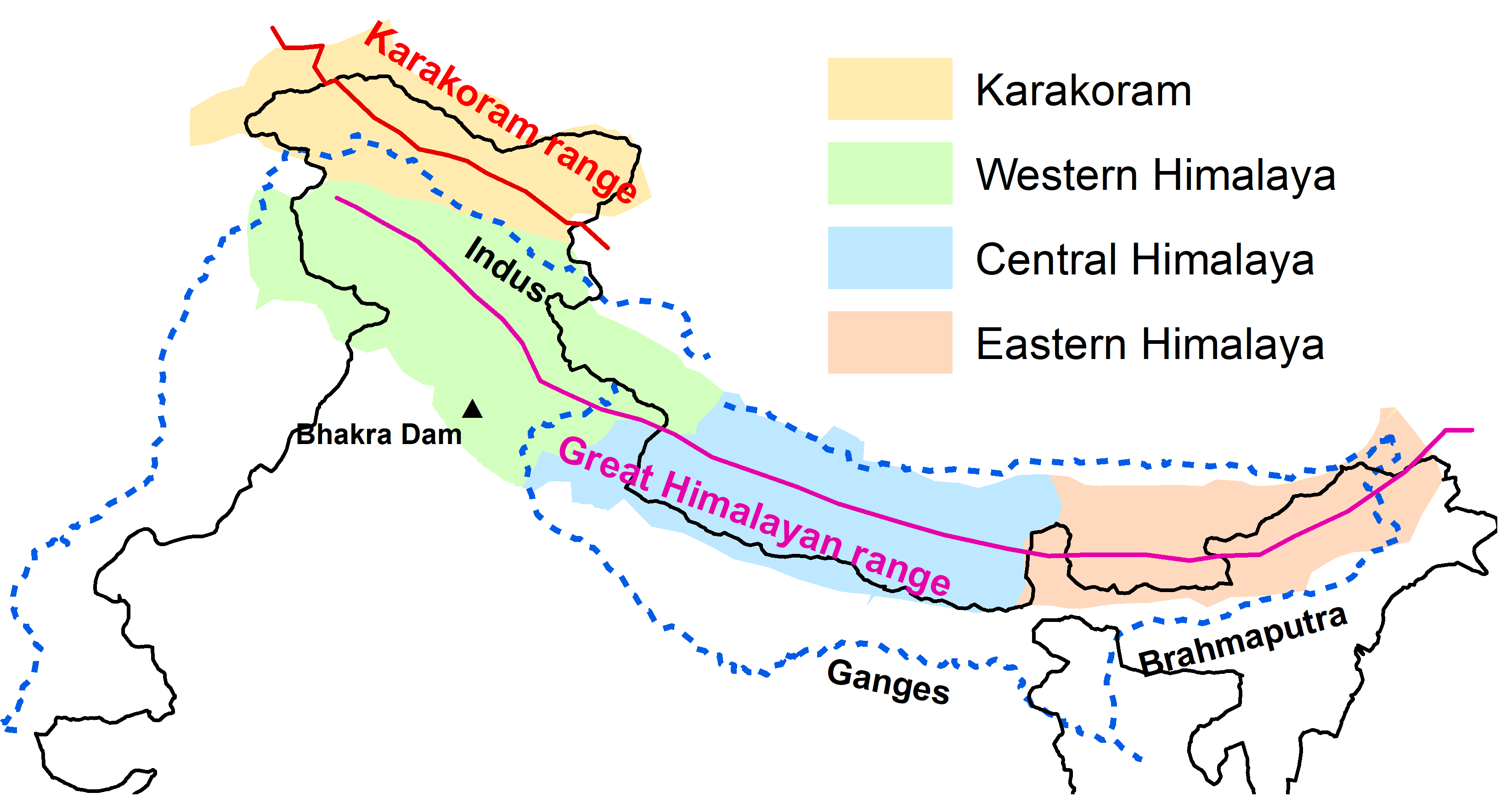 Himalaya Map   Himalayan Ranges 1 