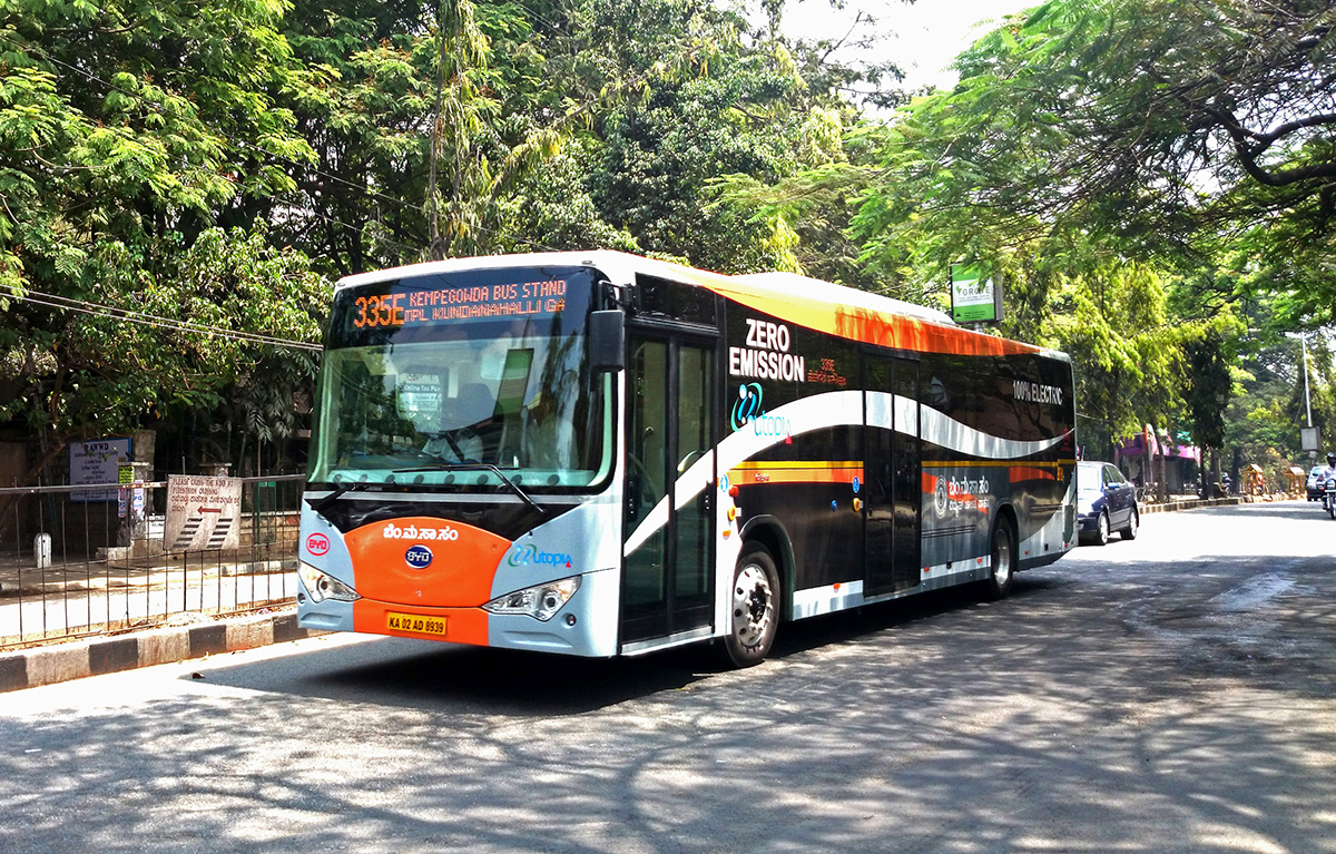 An electric bus in Bengaluru. Experts emphasise that while a lot has been done by the government to encourage e-mobility, clear goals and regulations are needed to make the transition successful. Photo by Ramesh NG/Flickr.