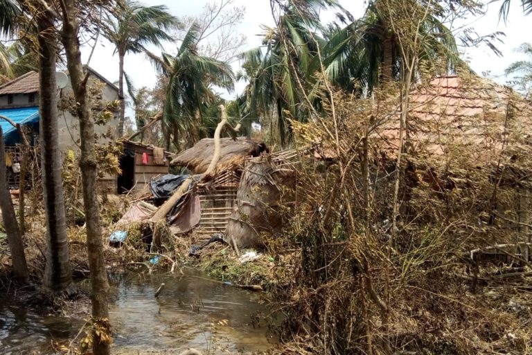 Houses damaged in Patharpratima in South-24 Paraganas. Photo by Sudhansu Maity.