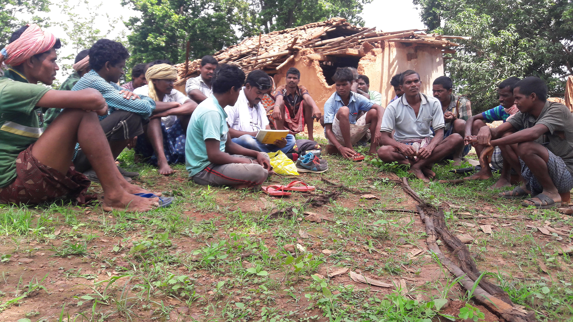 Sajal Madhu, a Mud On Boots project leader, documenting details of an elephant attack in a village of Chhattisgarh in central India. Mud On Boots is a programme designed to empower on-ground conservationists across the country for biodiversity conservation and community engagement. Photo from Sajal Madhu/Sanctuary Nature Foundation.