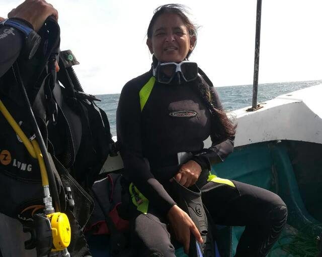 Uma Mani, Chennai-based homemaker who learned diving at 49. 