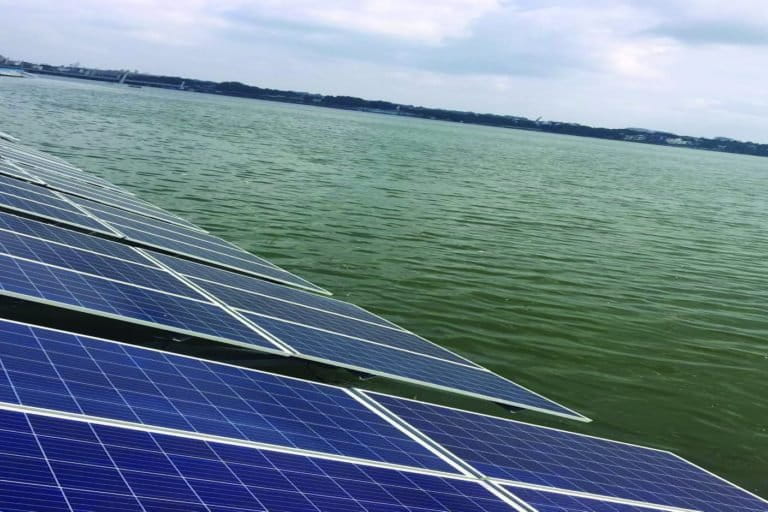 Solar panels along Bada Talab (Upper Lake) in Bhopal. Photo- Smart city Bhopal