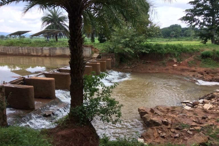 A view of the check dam constructed on the perennial nullah in Patelpara hamlet of Bastar district. Photo by Deepanwita Gita Niyogi/Mongabay.