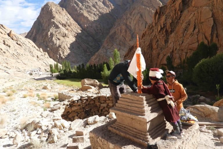  Stupa is described as a mound-like hemispherical structure which contains relics like idols, religious texts or the remains of Buddhist monks/nuns. Photo by Karma Sonam.