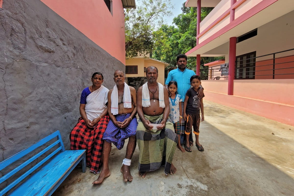 A family from Kottapuram was rehabilitated from their home after the roof collapsed due to the weakening of the home's foundation. They are currently living in a school. Photo by Supriya Vohra/Mongabay.