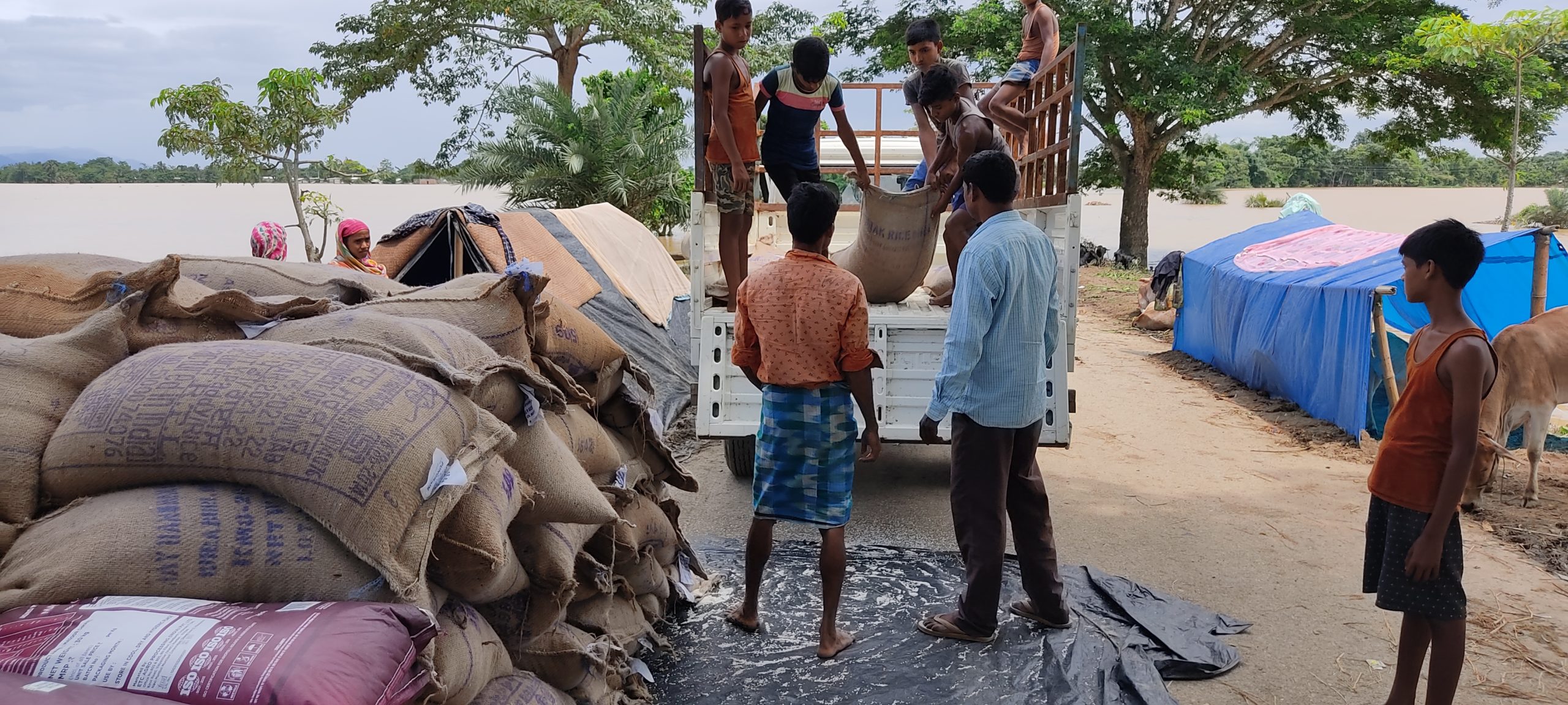 Supply for the people affected by people at Raha. Photo by Nabarun Guha.