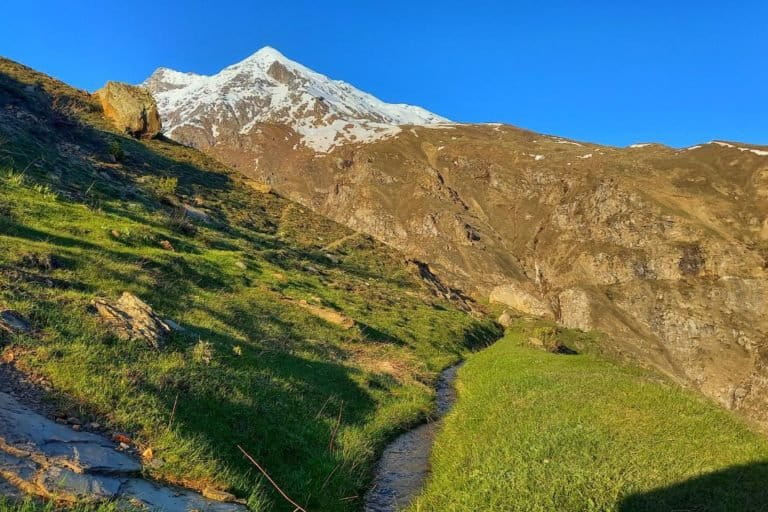 A view of the traditional kulhs in the village of Losar (taken in 2019); these kulhs became dry this summer, which destroyed crops. Photo by Anupama Shashni, Panjab University.