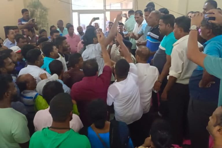 A farmers' meeting disrupted, earlier in July 2022. Photo from Sanguem Bachav Samiti.