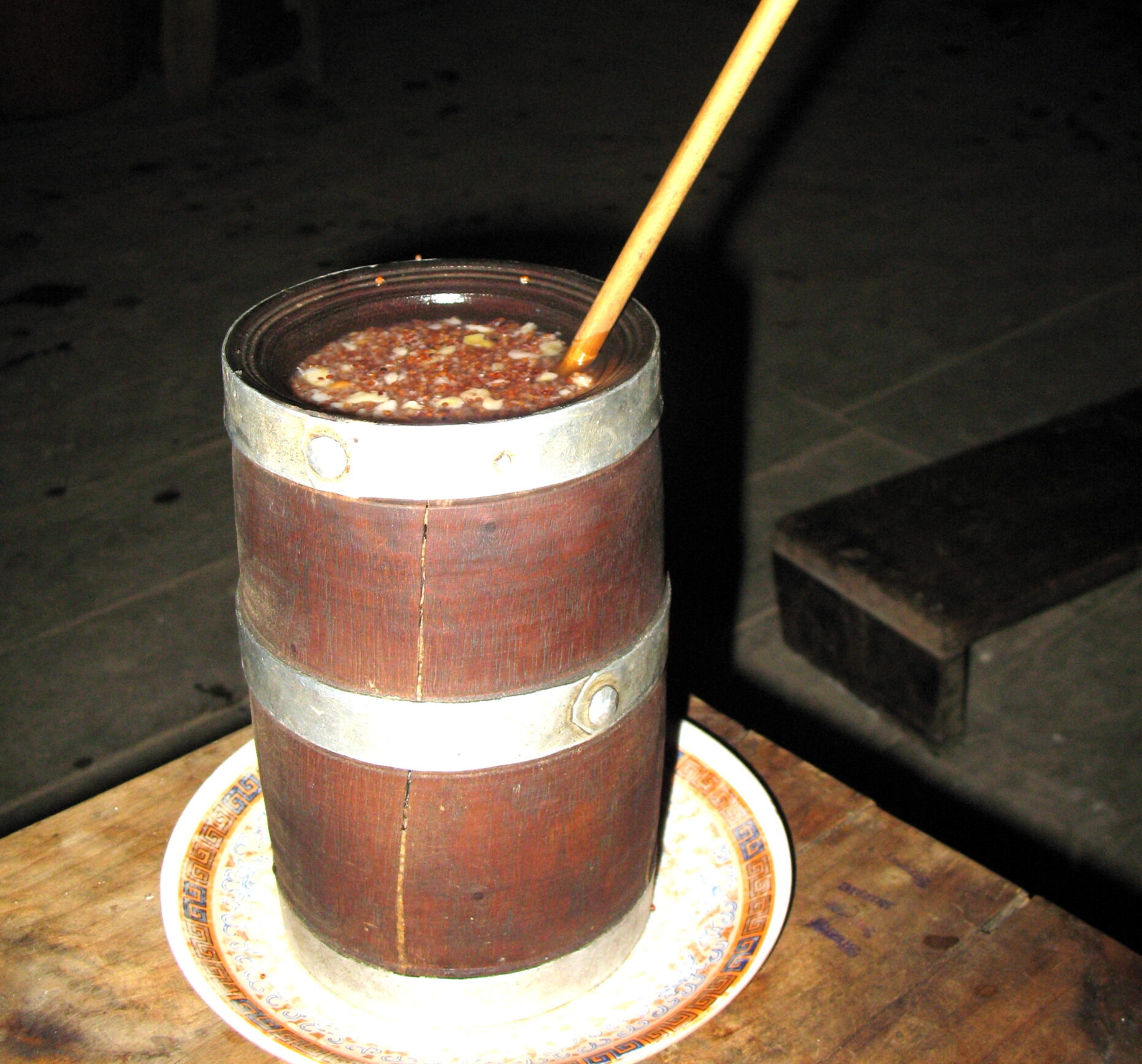 Tongba, a millet-based alcoholic brew found in the far eastern mountainous region of Sikkim. Photo by Jweatherley/Wikimedia Commons.