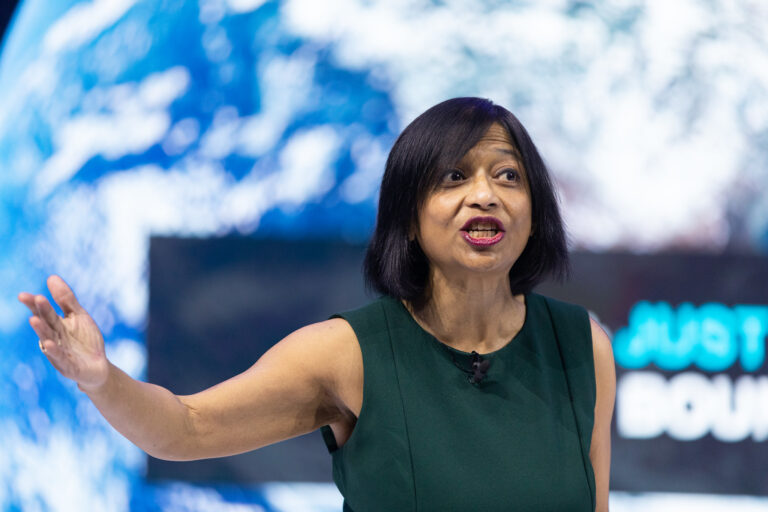 Joyeeta Gupta speaking at the World Economic Forum Annual Meeting 2023 in Davos-Klosters, Switzerland. Photo by World Economic Forum - Jakob Polacsek/ Flickr.