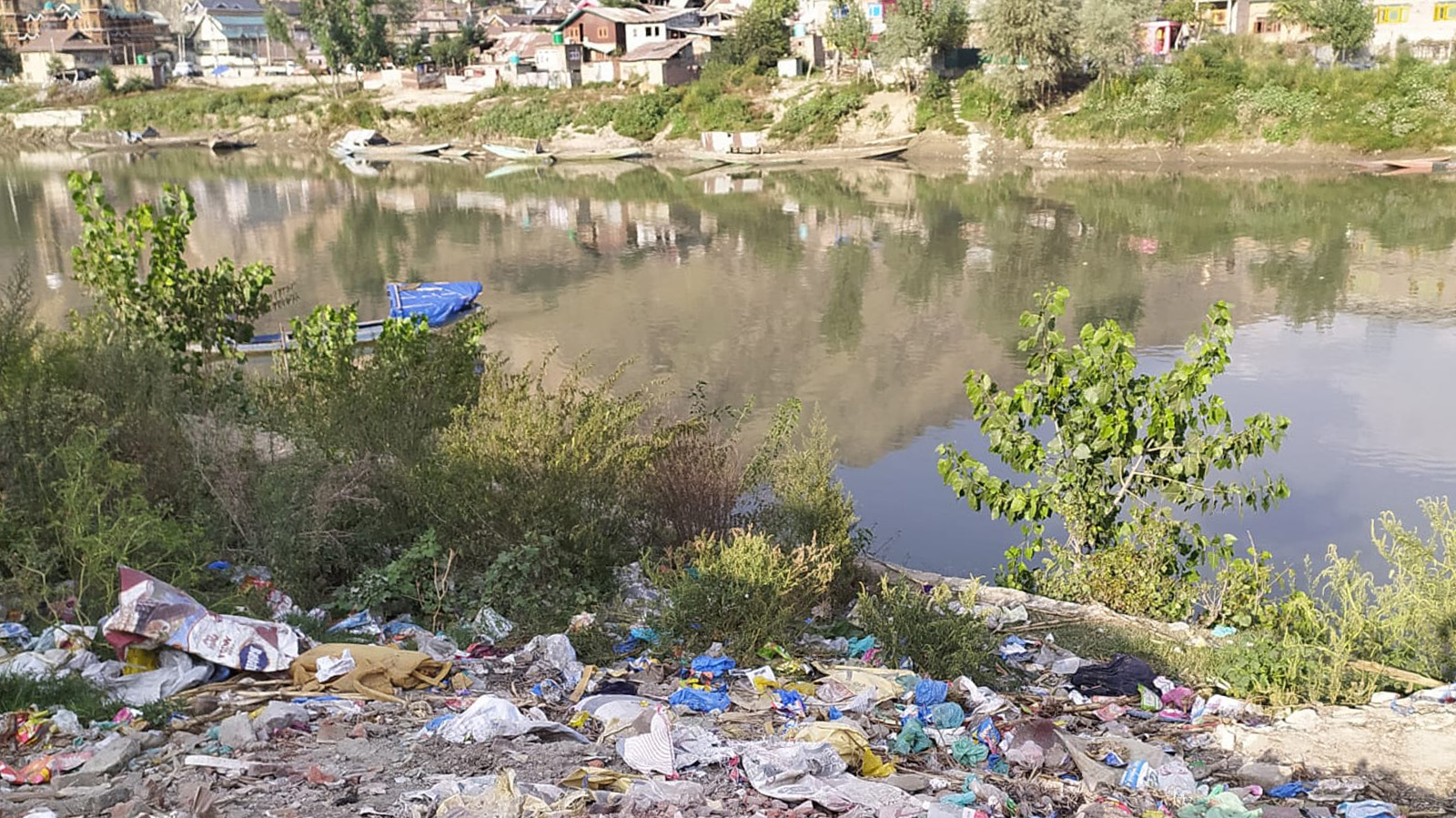 Housing colonies settled along the river banks openly release untreated drainage and septic waste directly into these rivers. Photo by Muneeb Farooq