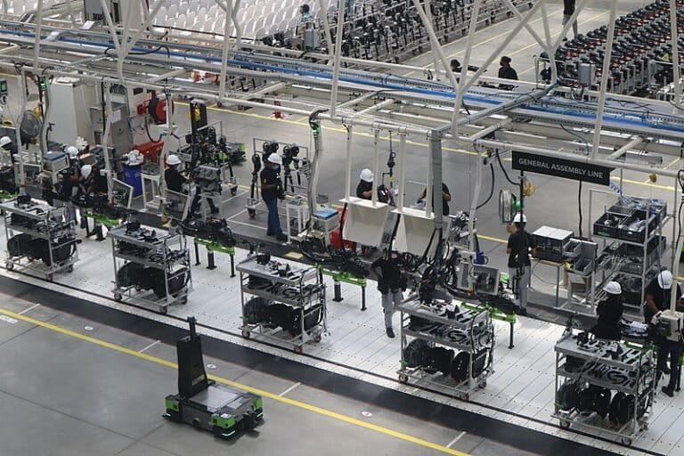 Image shows a vehicle manufacturing unit in India