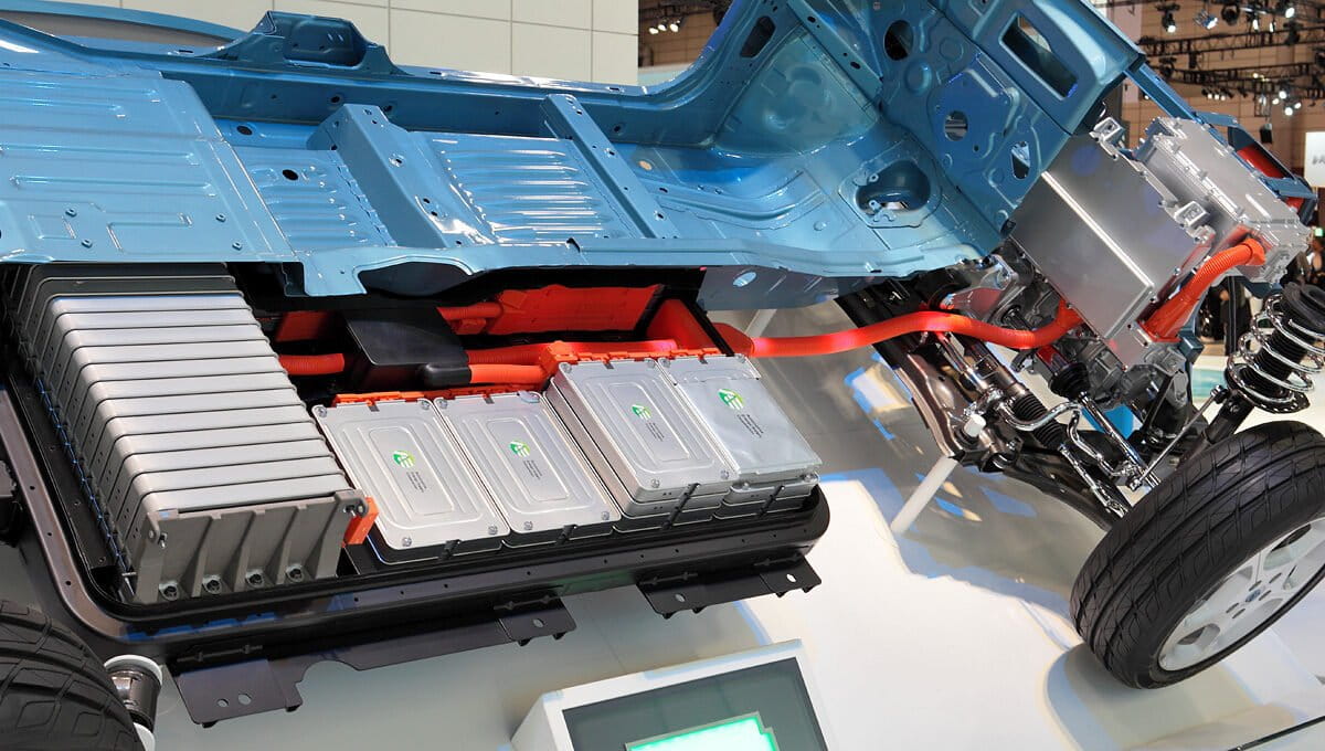 Li-ion battery pack for an electric car. Photo by Tennen-Gas/ Wikimedia Commons.