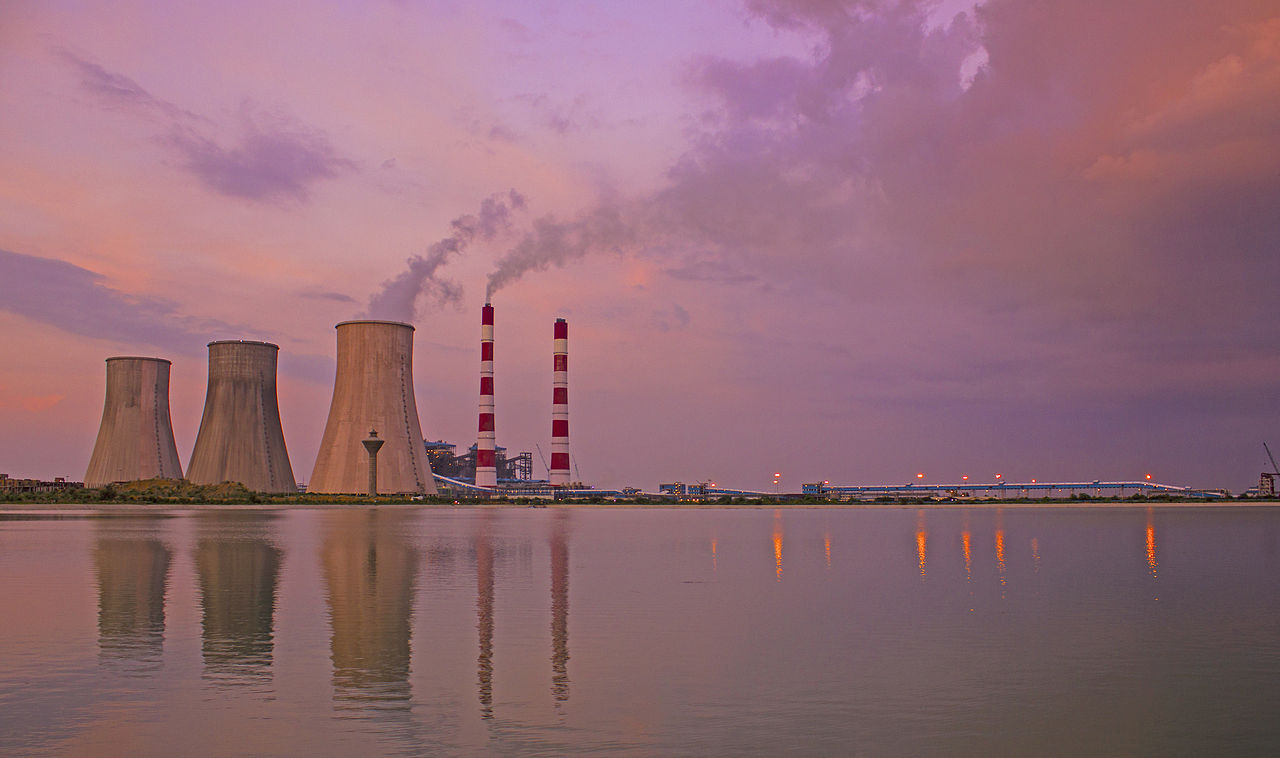 Electricity being generated at Jhajjar power station in Haryana. The power sector is India's biggest emitter, being responsible for 39.2% of carbon emissions. Image by Vikramdeep Sidhu via Wikimedia Commons (CC BY 2.0).