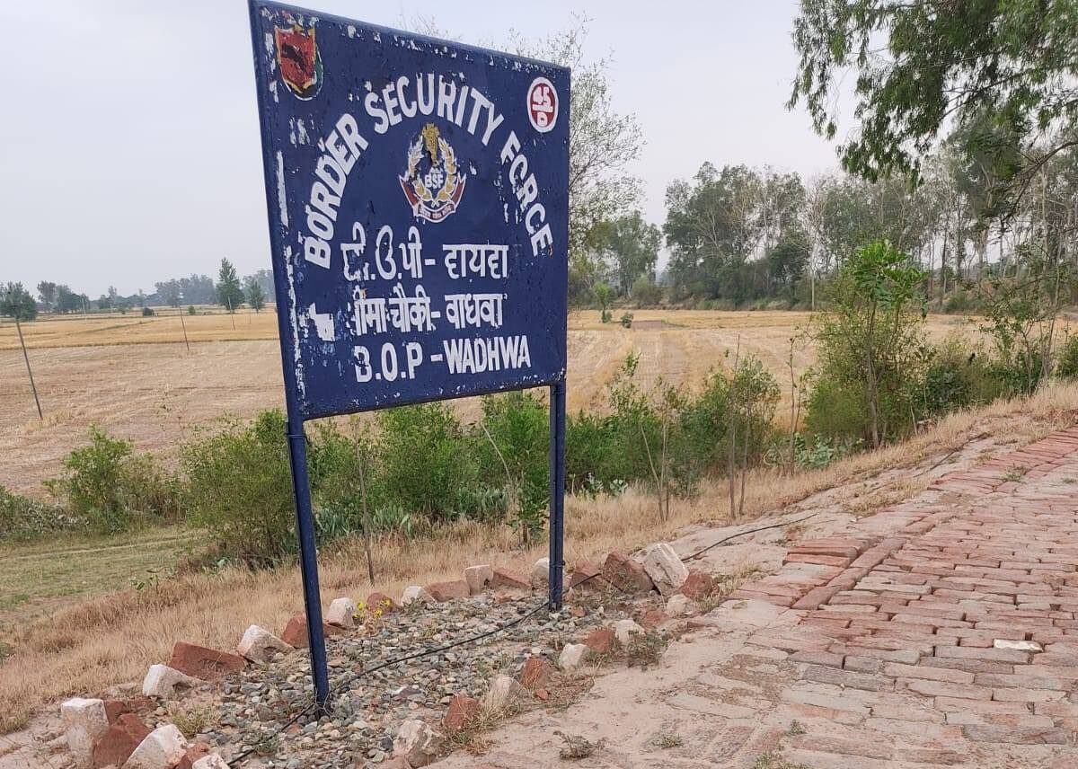 A Border Security Force outpost sign at the India-Pakistan border in Burj, Amritsar, Punjab. Image by Nabarun Guha.
