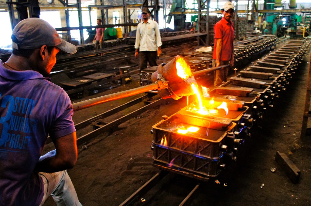 A foundry in Hyderabad. Corporations in India are largely supportive of science-aligned climate policy, including those in the metals, mining, and energy sectors. Image by Rajesh Pamnani via Flickr (CC BY-NC-ND 2.0).