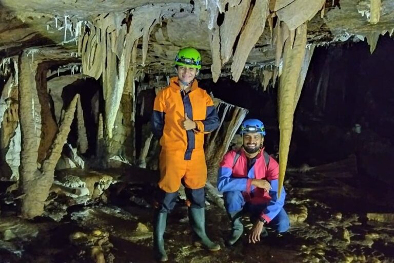 The chemical composition of stalagmites in Mawmluh cave serve as a strong clue for climatic changes that occurred 4,200 years ago. These formations have been tagged as a Global Boundary Stratotype Section and Points, the first formally ratified marker of a geological time period change in India. Image by Milton Marak and Phida Jyrwa.
