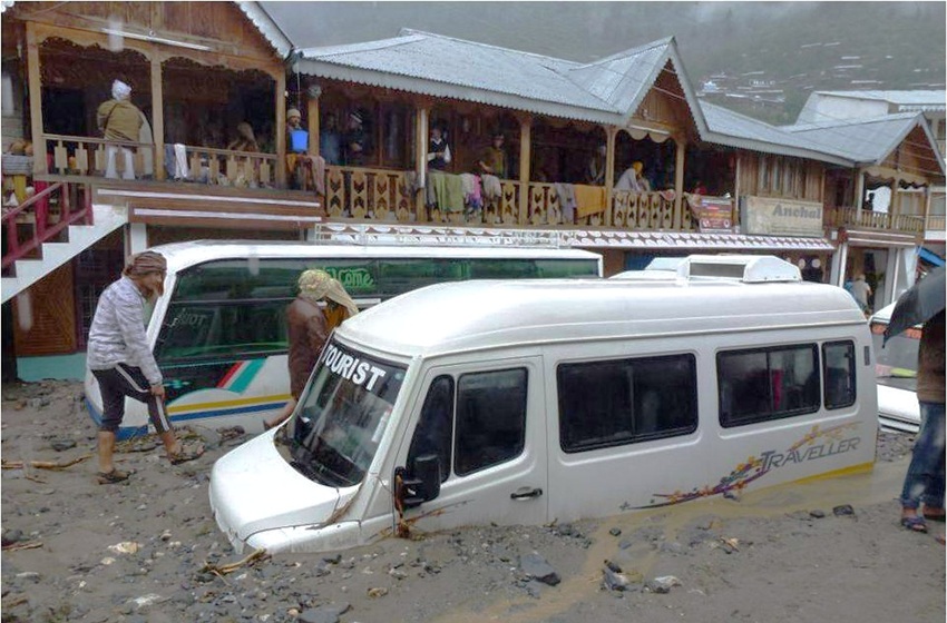 Dharali market area covered with sediment and rocks after the 2013 Kheer Gad flood. Image by special arrangement