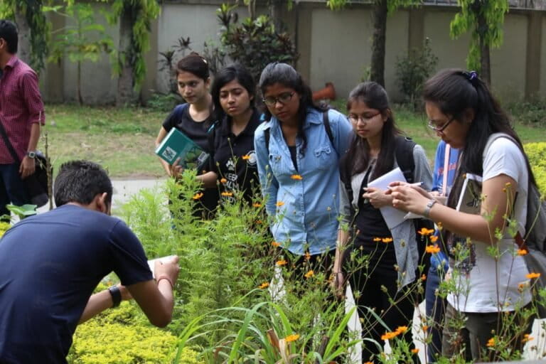 A butterfly identification workshop being conducted in GWLS. Neog has been a resource person for such workshops, where he elaborates of on taxonomy and takes participants on field walks. Image by Sarangapani Neog.