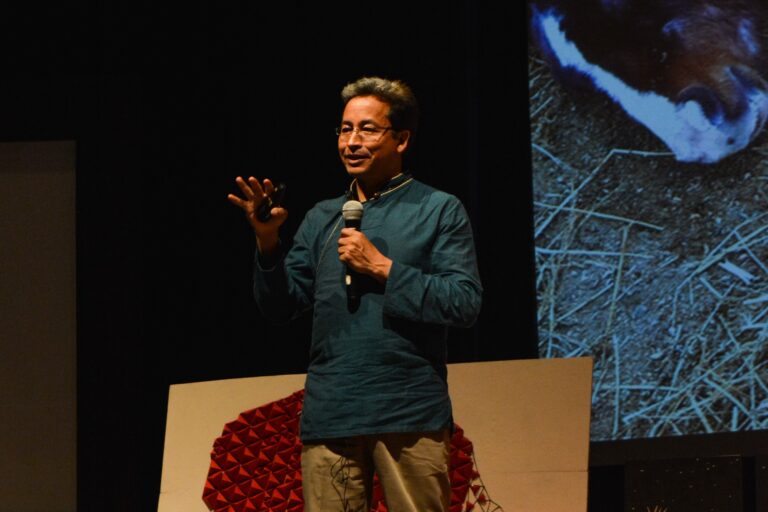 Sonam Wangchuk gives a TEDx talk at BITS Goa in 2017. Image by TEDxBITSGoa via Flickr (CC BY 2.0).