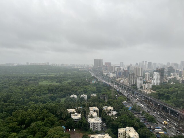 Linear infrastructure separates Mumbai's green space from a growing urban infrastructures.