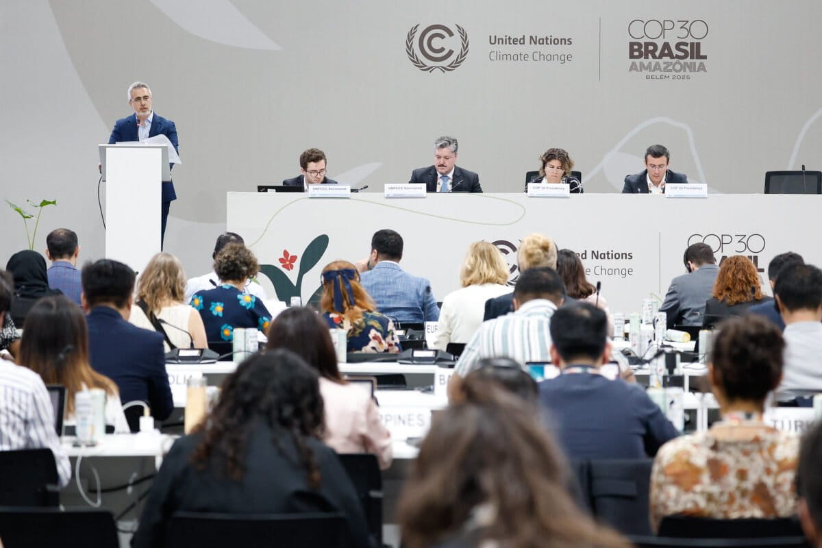 Participants at a high-level roundtable on just transitions at COP30. Some observers say the COP30 Presidency’s draft “Global Mutirão” text may risk weakening the climate justice principles that India has been emphasising in Belém. Image © UN Climate Change – Diego Herculano via Flickr (CC BY-NC-SA 4.0).