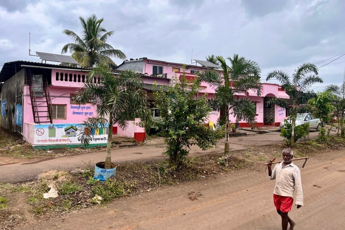 Tejashri Shelke, the sarpanch of Shelkewadi, stated that all of the homes in the 'Pink Village' are owned by women and symbolically painted pink. Image by Abhijeet Gurjar.