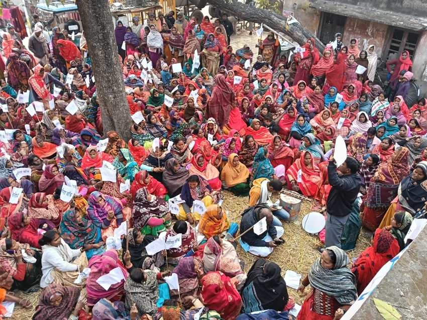 Protesters in Muzaffarpur, where demonstrations began on January 2, are demanding the restoration of work under MGNREGA. Image courtesy of Sanjay Sahni.