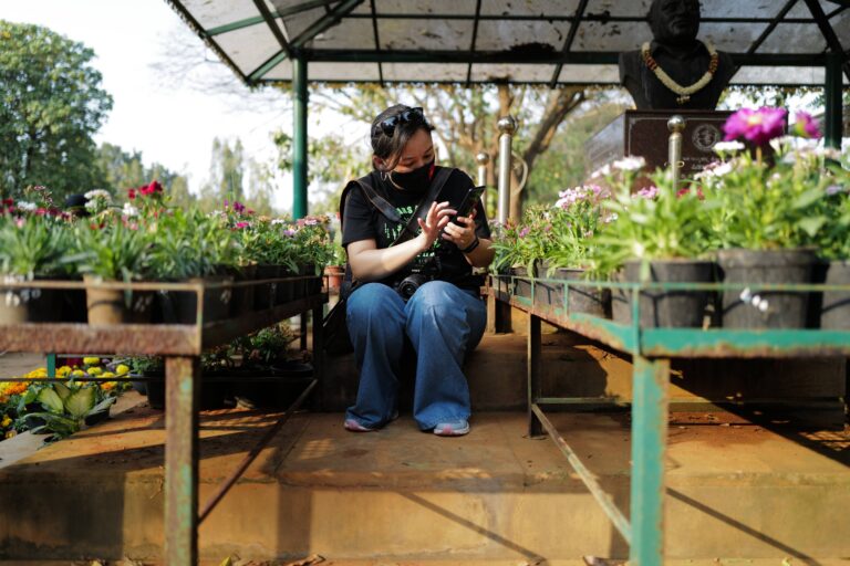 Kesang Bhutia, the study’s lead author, conducts field work in nurseries. Image courtesy of Kesang Bhutia.